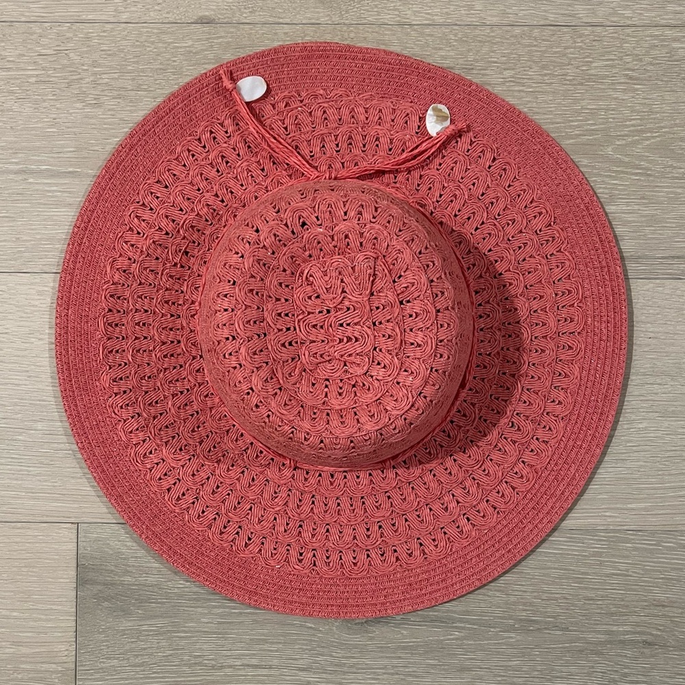 C.C wide brim coral sun/beach hat - Picture 2 of 10